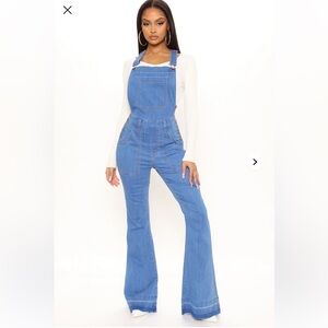 Fashion Nova Feeling Fine Stretch Extreme Flare Overalls